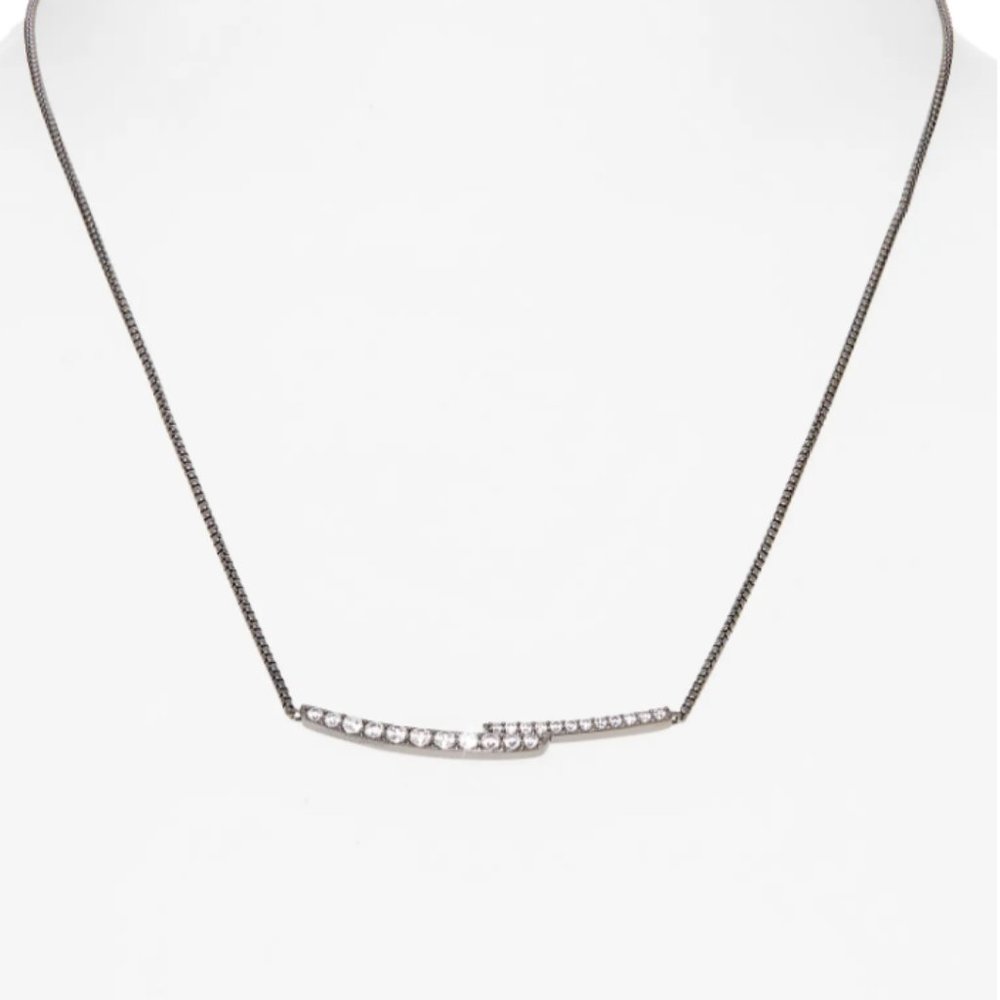 NADRI Pave Curved Bar Necklace in Black